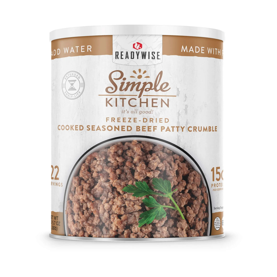 Simple Kitchen FD Beef Patty Crumbles 3 CT Case - 22 Serving Cans